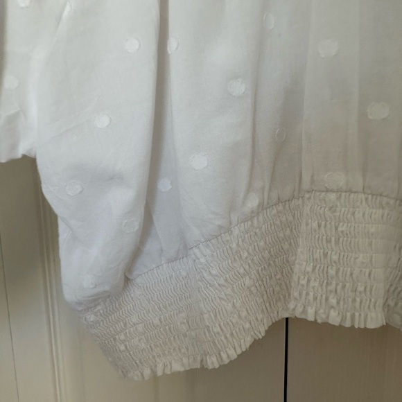 Maeve by A+ Anthropologie White Polka Dot Textured Blouse - Picture 11 of 13
